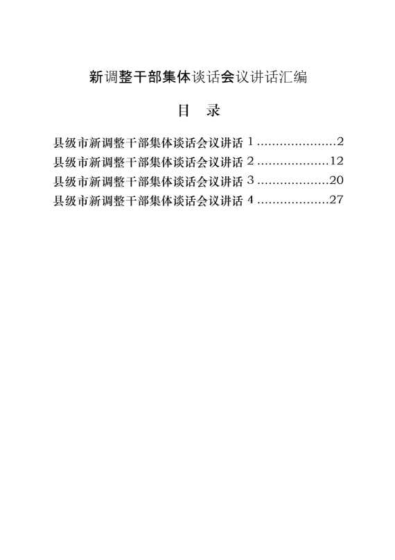 新调整干部集体谈话会议讲话4篇（原创范文，4篇1.5万字）