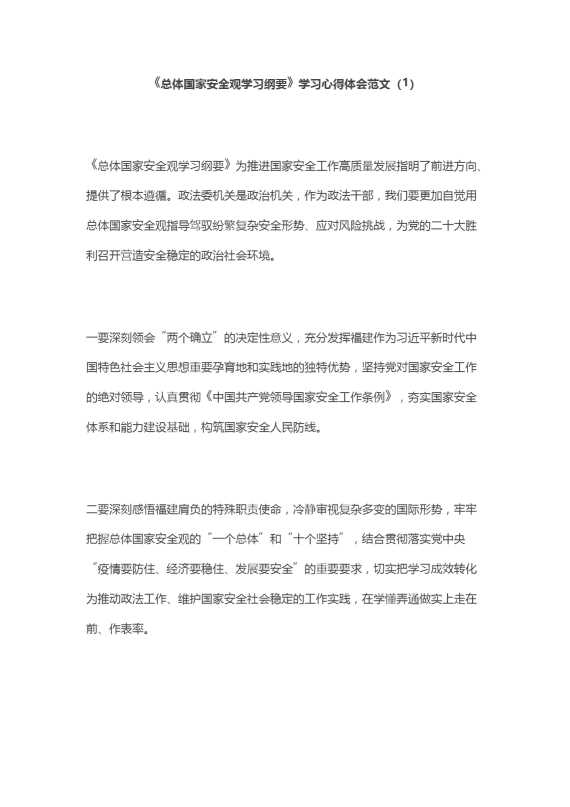 学习贯彻《总体国家安全观学习纲要》心得体会汇编（3篇，2.2万字）