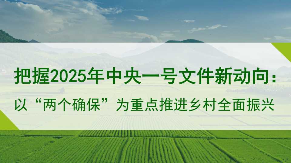 徐祥临：把握2025年中央一号文件新动向： 以“两个确保”为重点推进乡村全面振兴