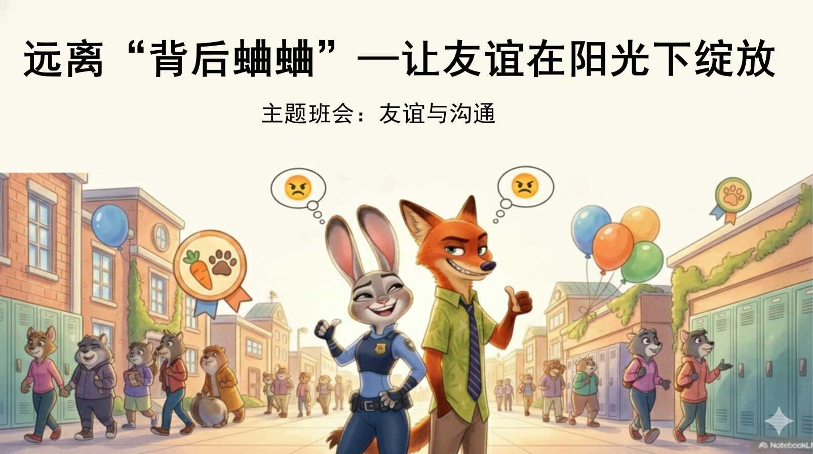 主题班会PPT：友谊与沟通，远离“背后蛐蛐”——让友谊在阳光下绽放